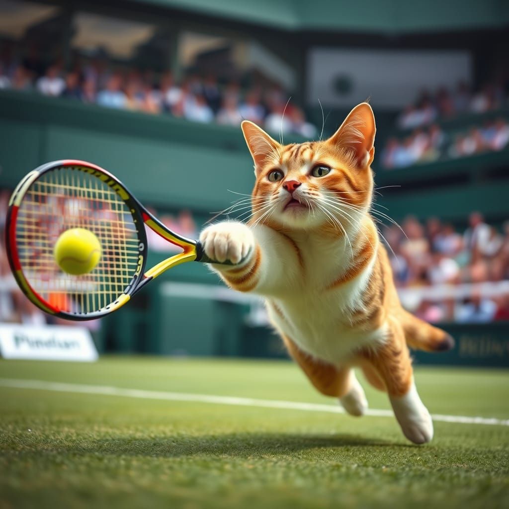 Cat Makes Diving Tennis Shot at Wimbledon