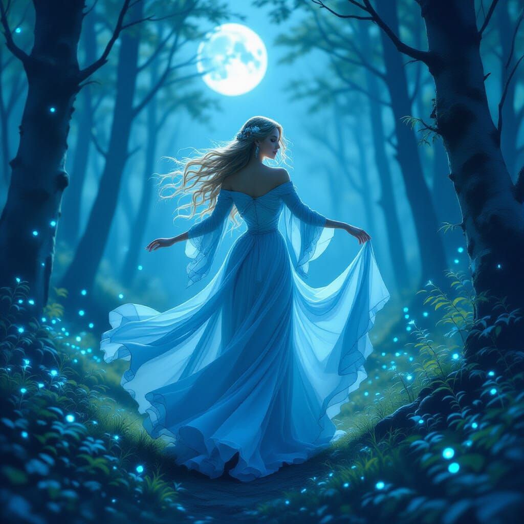 Ethereal Earth Elemental in Moonlit Forest, Impressionistic ...