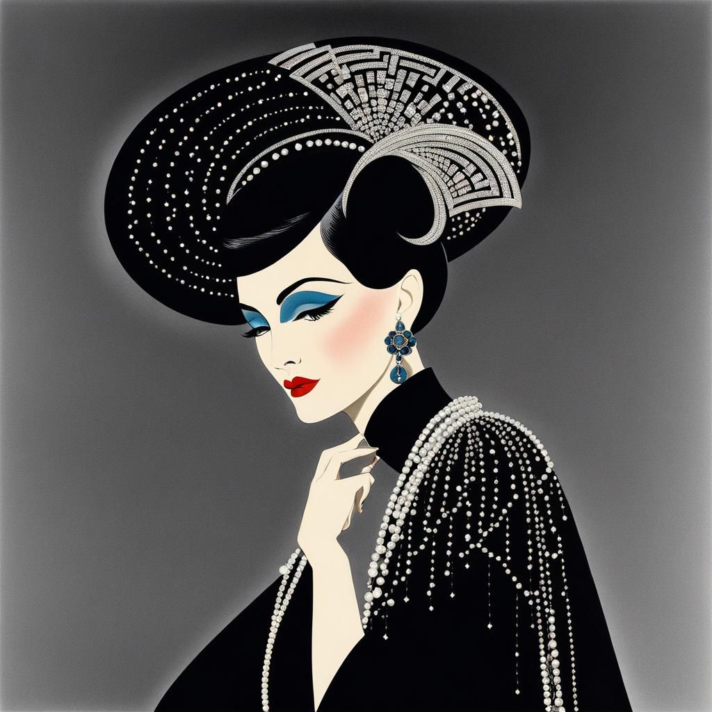 A fashionable woman by Coco Chanel and Erté