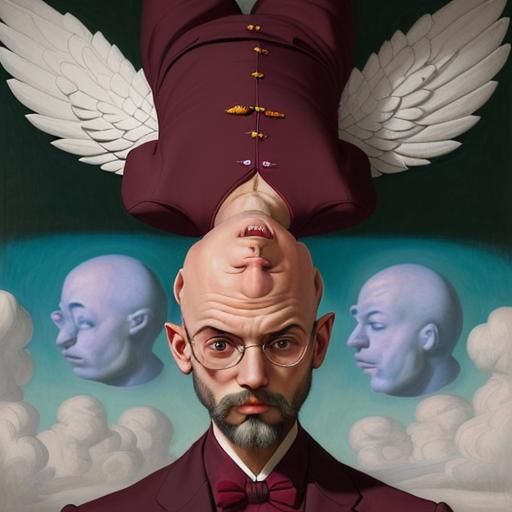 Surreal 3D Image of Winged Man