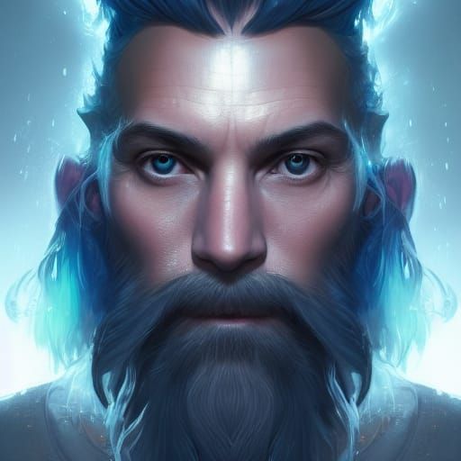 Detailed Wizard Portrait in Art Nouveau Style