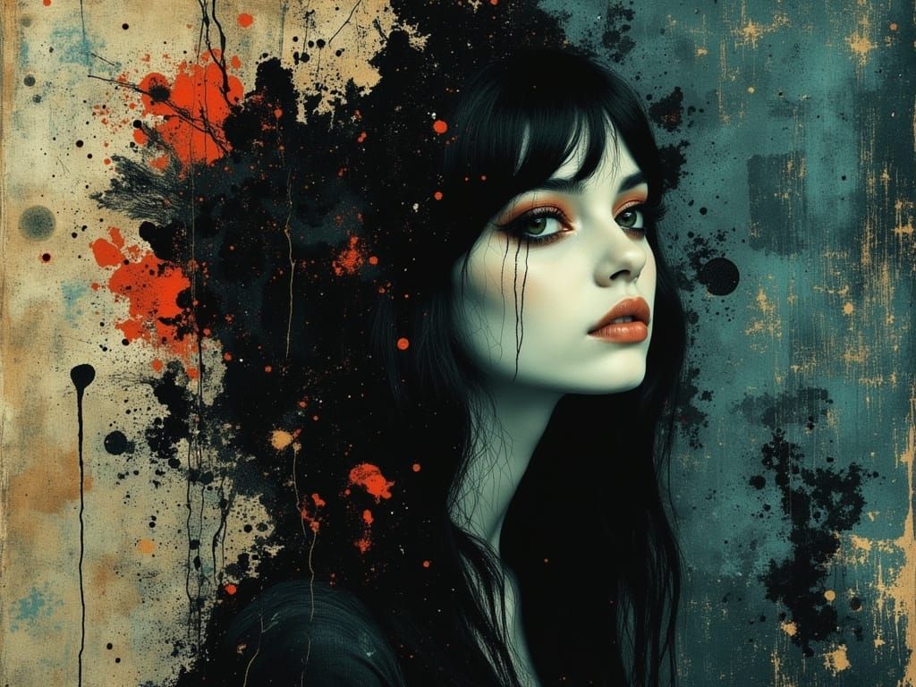 Gothic Woman Embodying Dark Chaos in Surreal Dreamscape