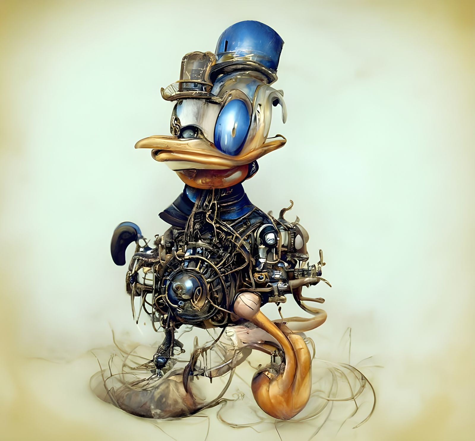 Steampunk Biomechanical Donald Duck Artwork