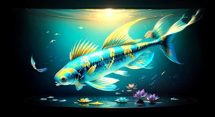 Surreal Flying Fishbowls with Iridescent Koi