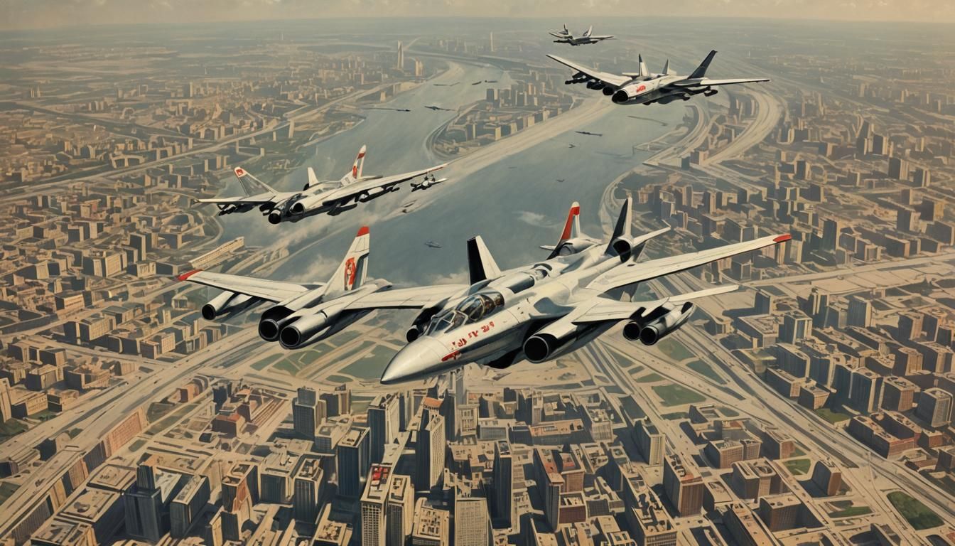 Futuristic USSR Air Force Over Moscow