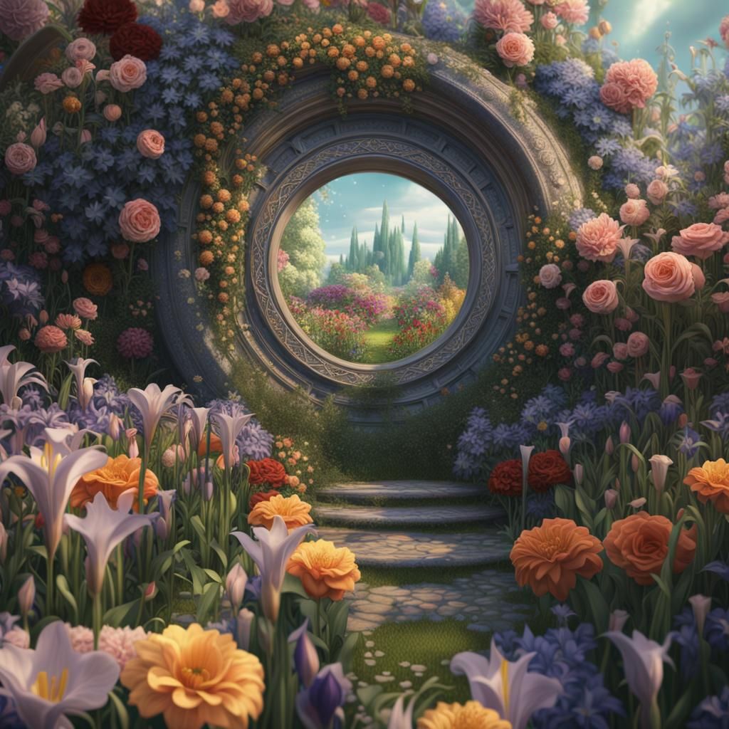 Enchanting Portal to Another Dimension as Art Nouveau Painti...