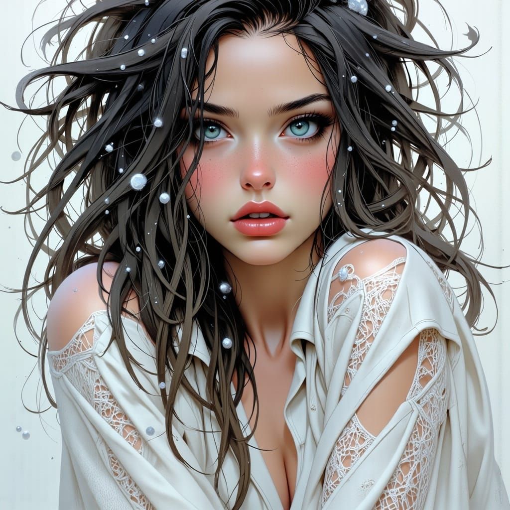 Frozen Beauty: Portrait in a Dreamlike Underwater World