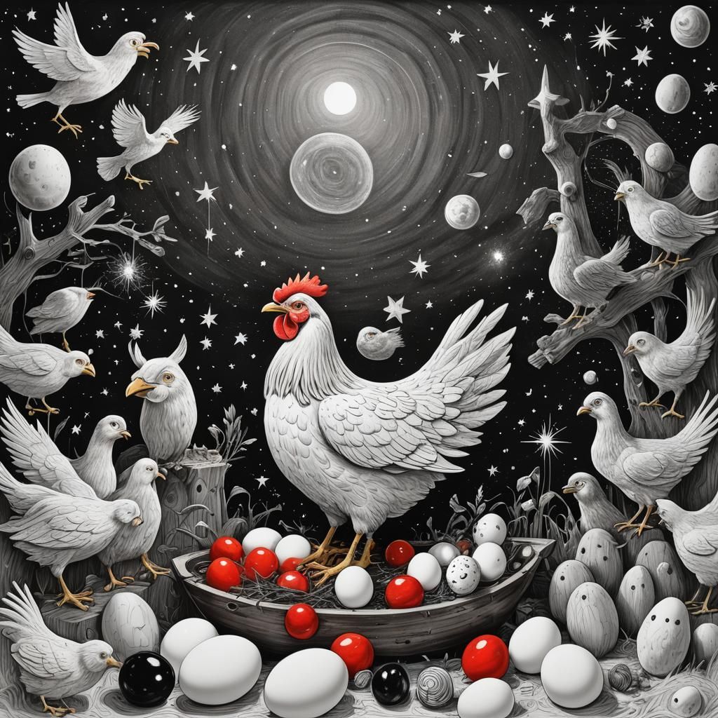 Surreal Noah's Ark: Steadman-esque Mort Chicken