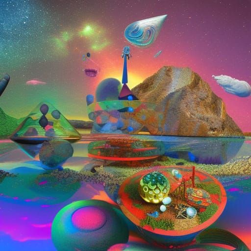 Surreal Cosmic Landscape in Holographic Style