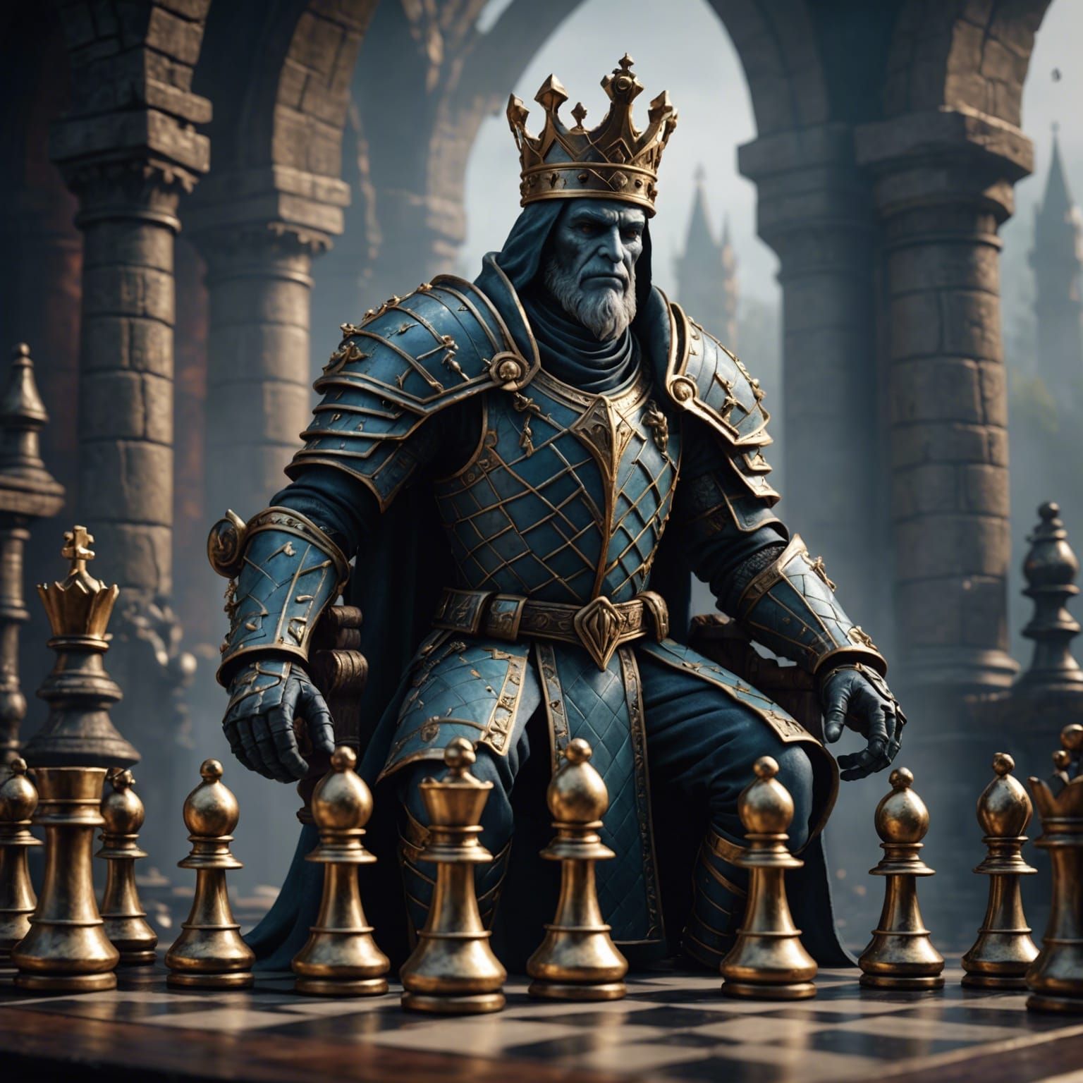 Chess King Takes Rook: Detailed Fantasy Art