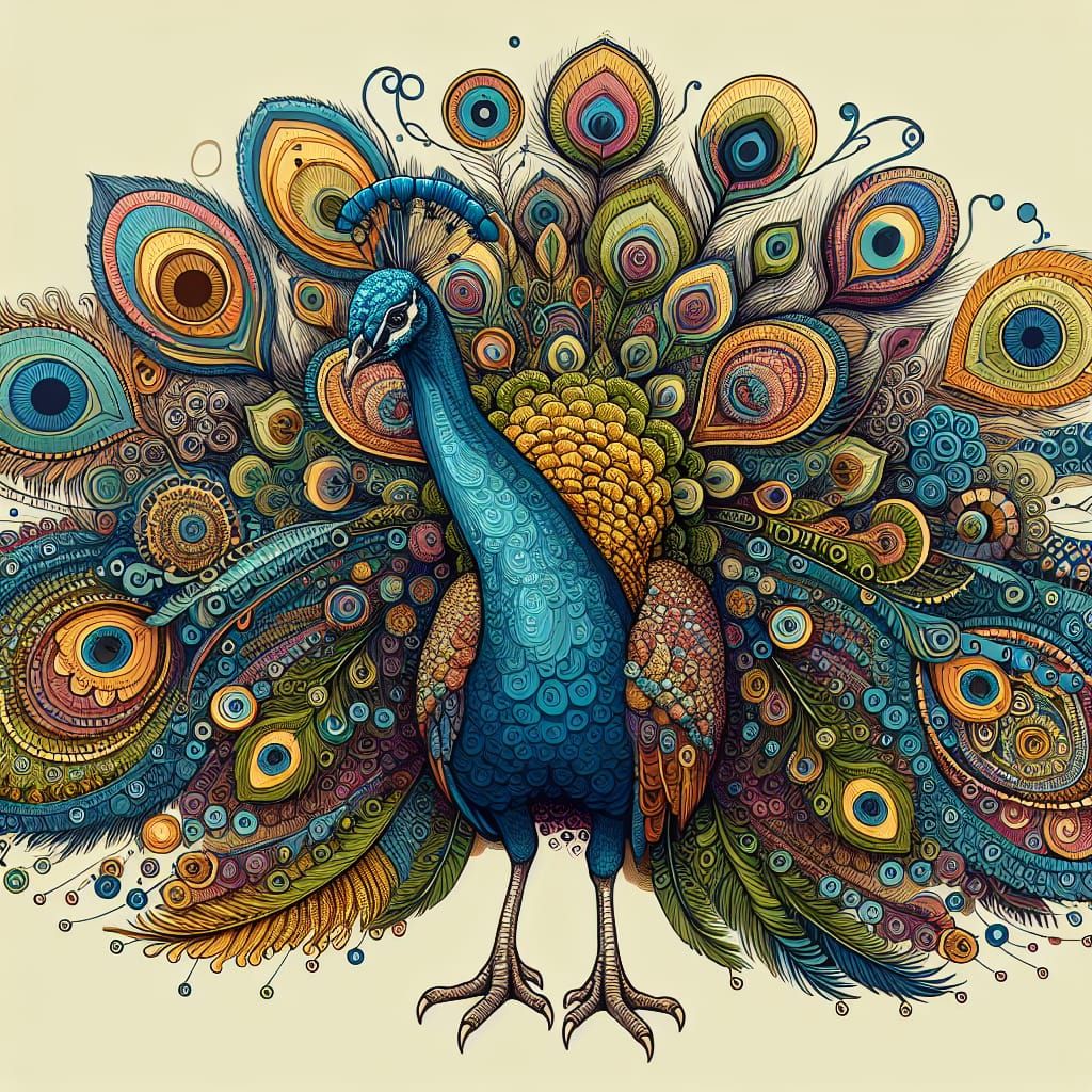 Indian Peafowl in Vibrant Digital Art