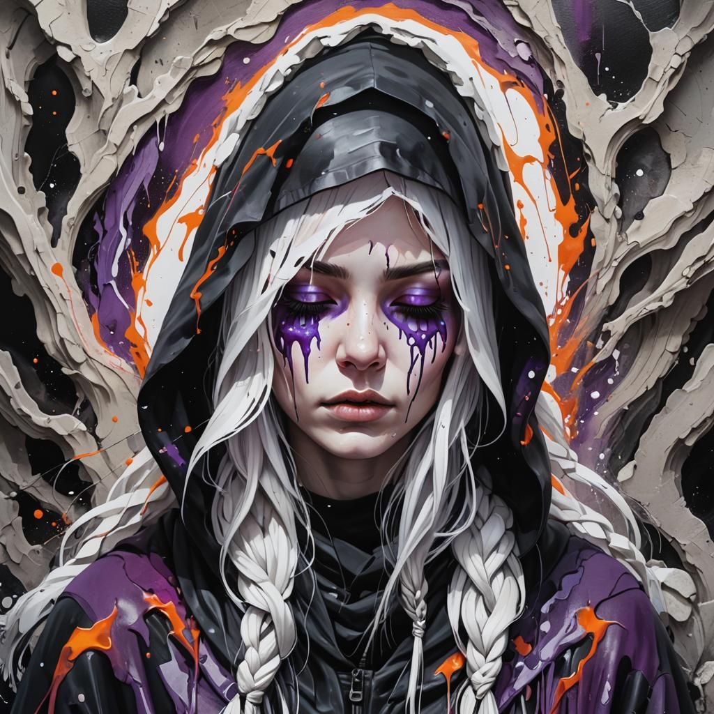 Woman in Magma Cave: Graffiti and Splash Art