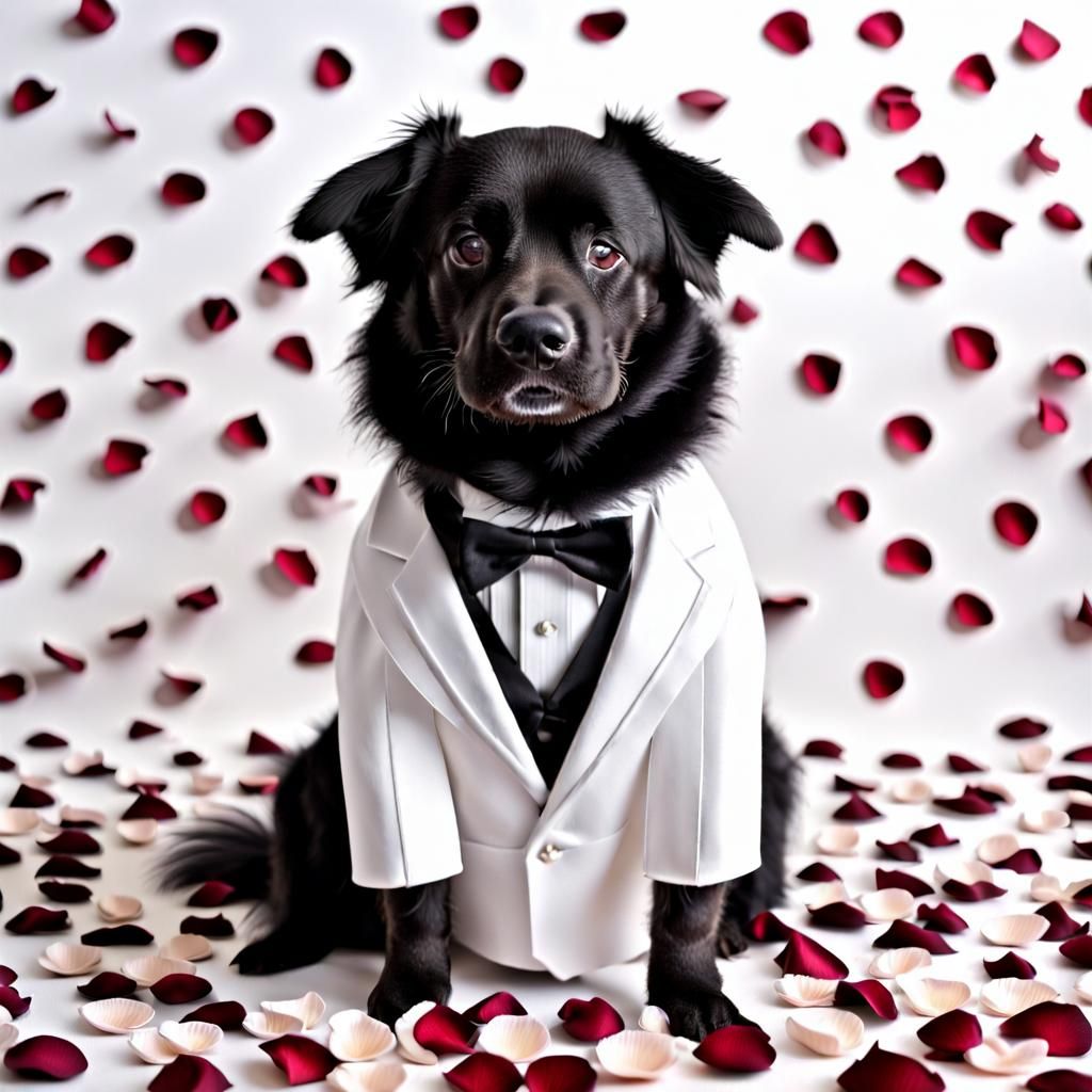 Hyperrealistic Dogs in Tuxedo and Dress