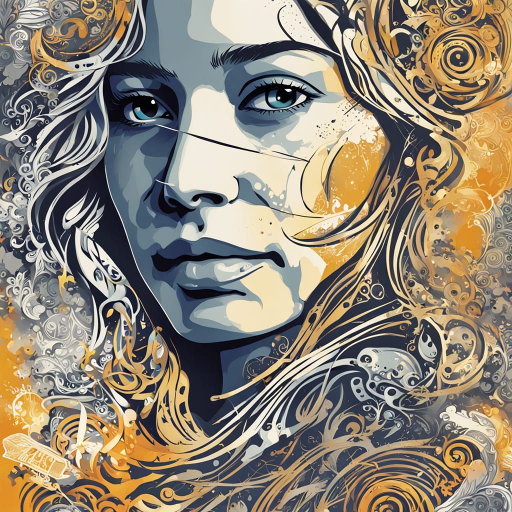 Matte Painting Postcard of Jennifer Lawrence as Picasso Art