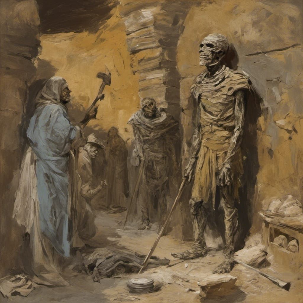 Egyptian Tomb Adventure in Gouache Style