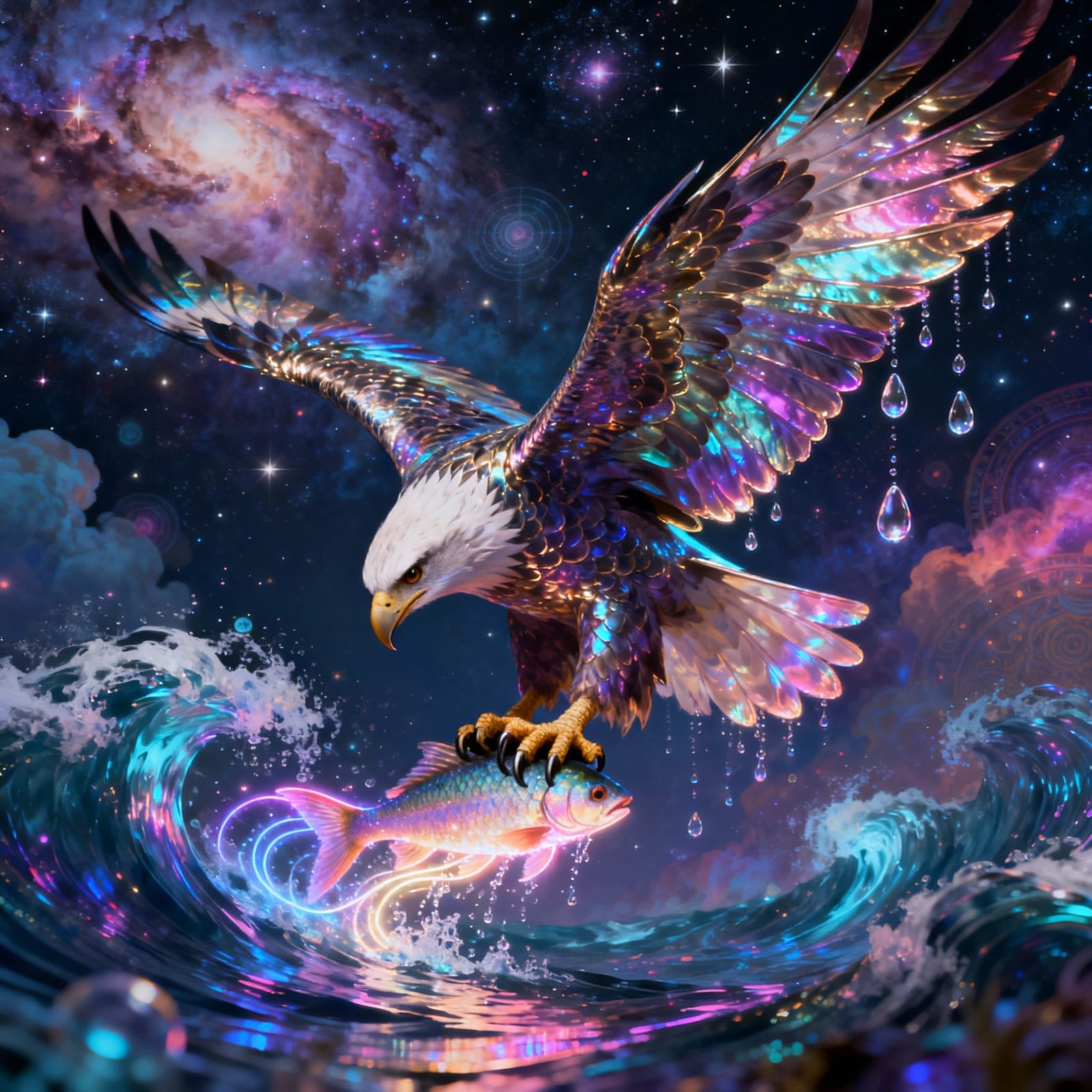 Fish Eagle Grabs Catch of the Day in Cosmic Waves