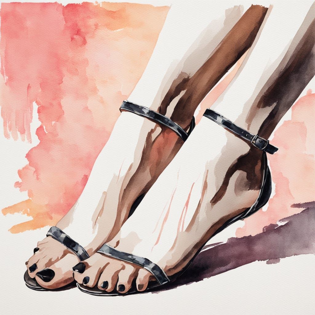 Elegant Feminine Foot in Canaletto Gouache Style