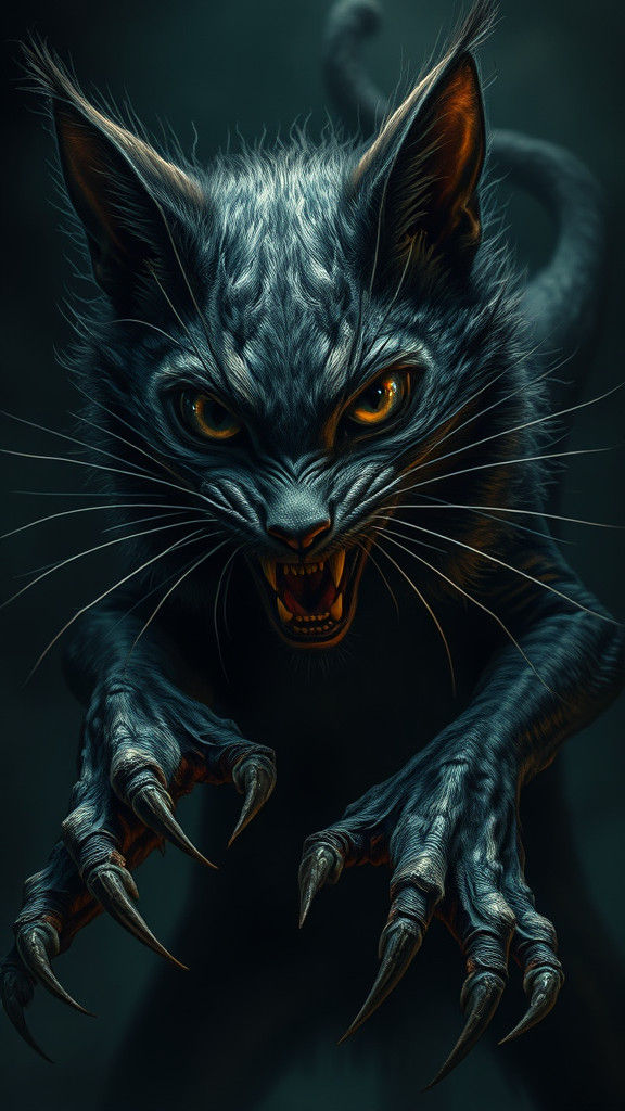 Menacing Gothic Cat Ready to Strike