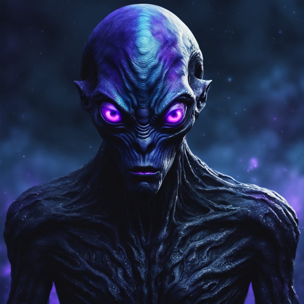 Surreal Alien Portrait in Oil Painting Style