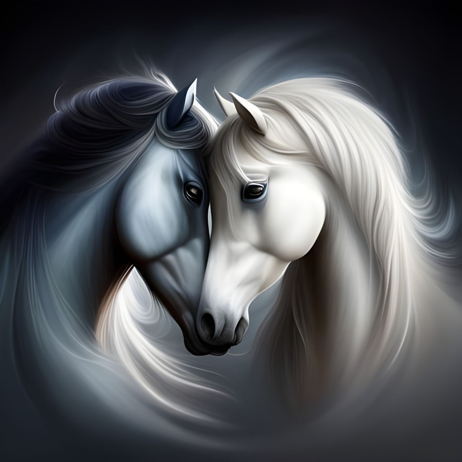 Yin Yang Horses in Digital Matte Painting