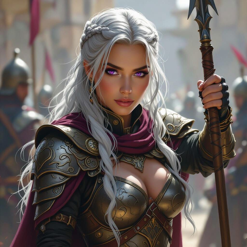 Targaryen Woman Training with Spear in Fantasy Style