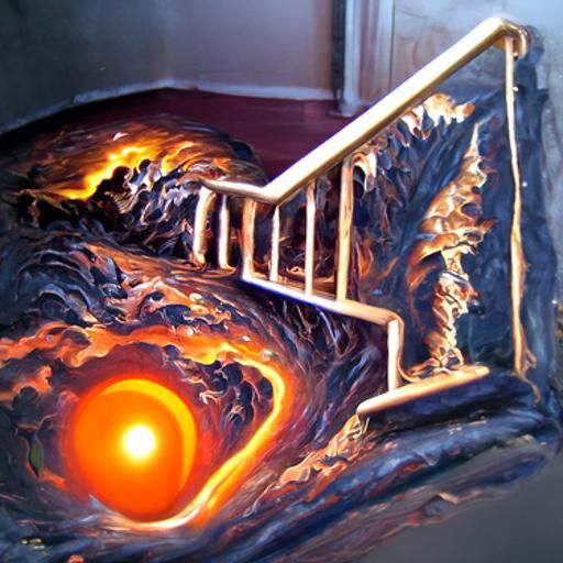 Heavenly Staircase in Solar Flare Oil Painting