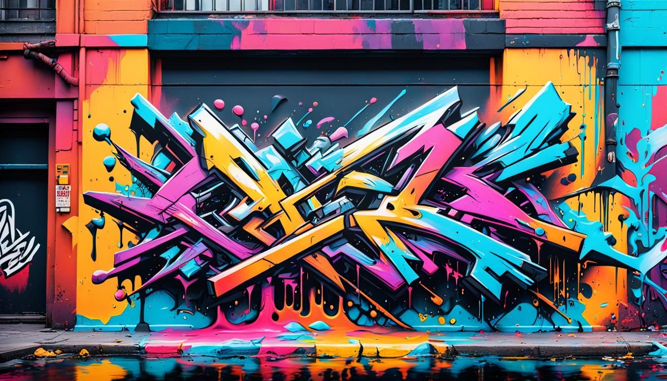 Colorful Polychromatic Graffiti Art with High Contrast