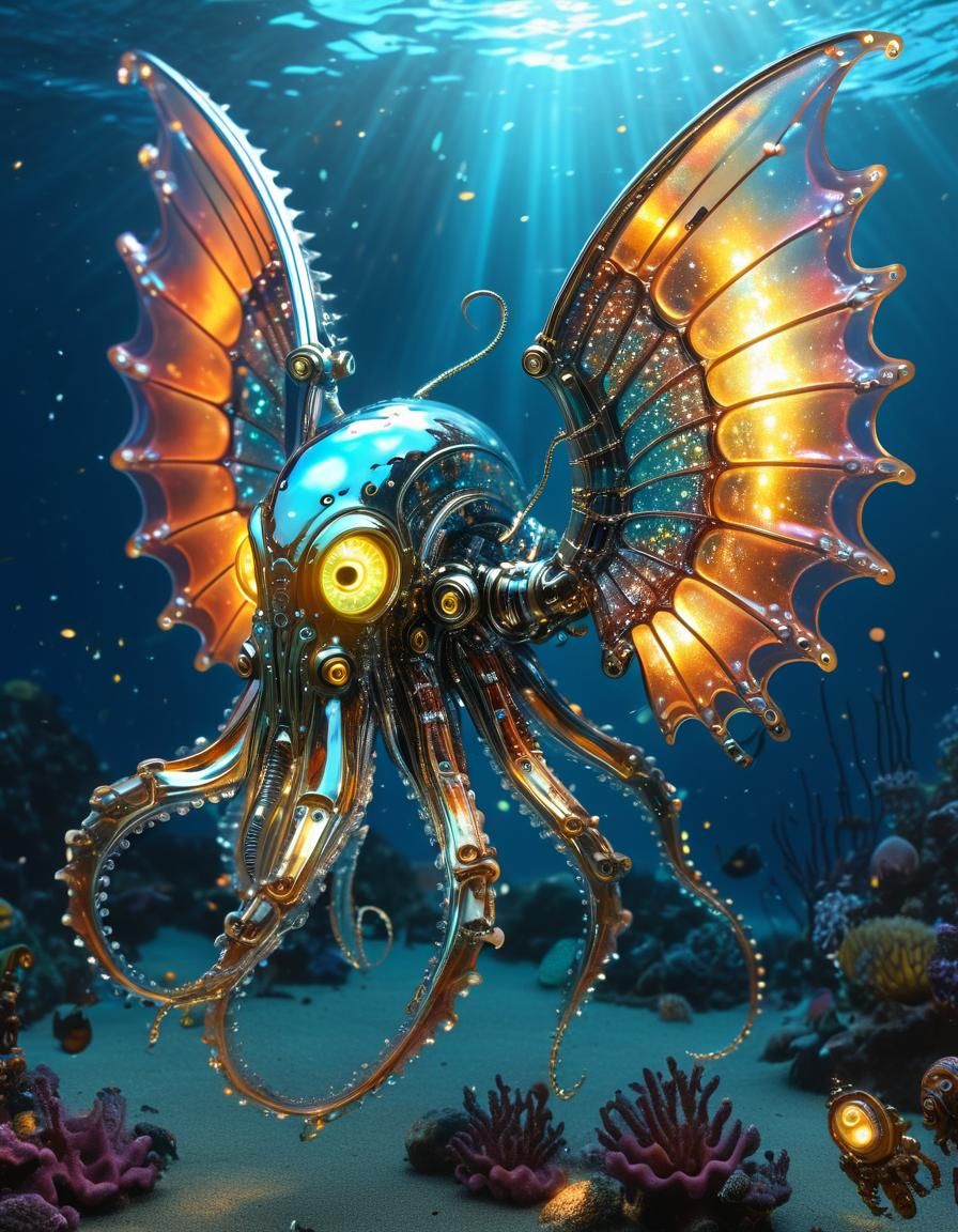 Cyborg Android Bat on Patrol in Steampunk Style