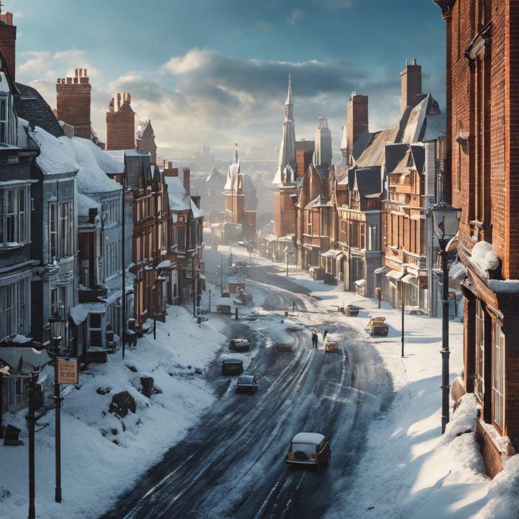 Frozen Cityscape in Retro 70s Style