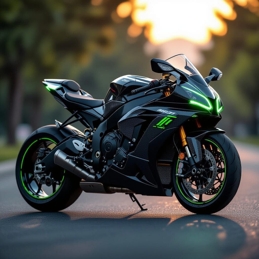 Luxury Superbike with Neon Accents in Realistic Photography ...