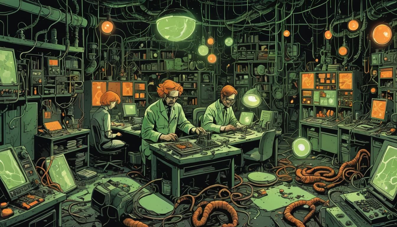 Scientists Transform in Abandoned Lab, Polish Comics Style