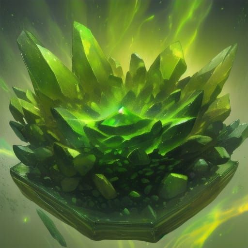 Green Genie Emerges from Crystal Bottle as Digital Art