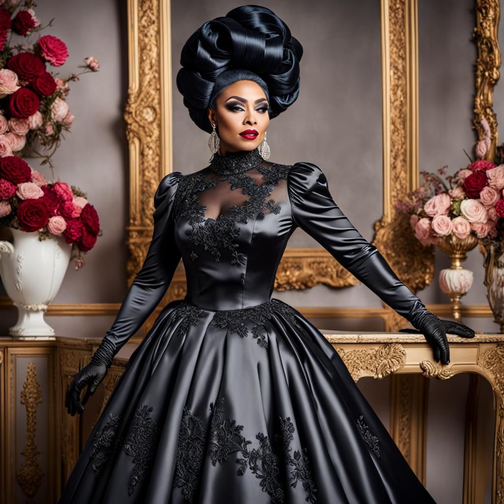 Extravagant Drag Queen in Satin Wonderland