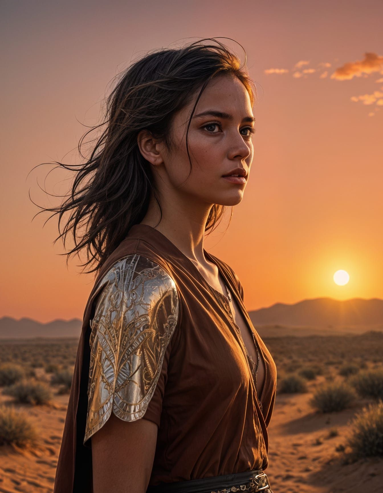 Cinematic Desert Silhouette: Hopeful Resilience at Sunset