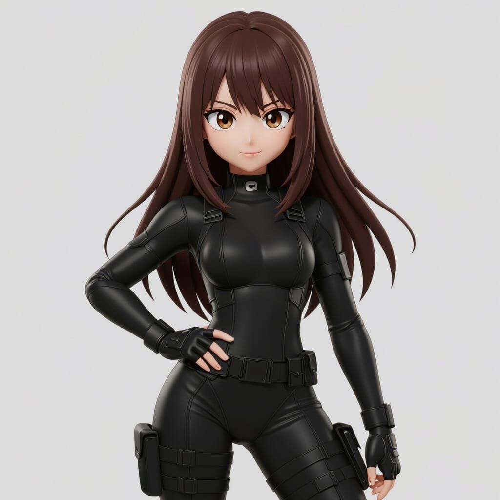 Anime Hero Student in Stealth Suit, 3D Render