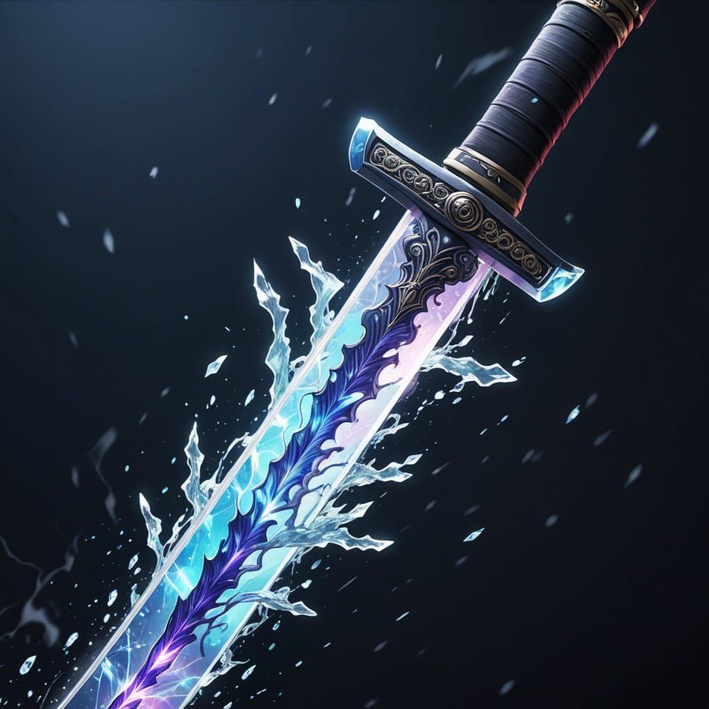 Vibrant Ice Katana in Anime Style