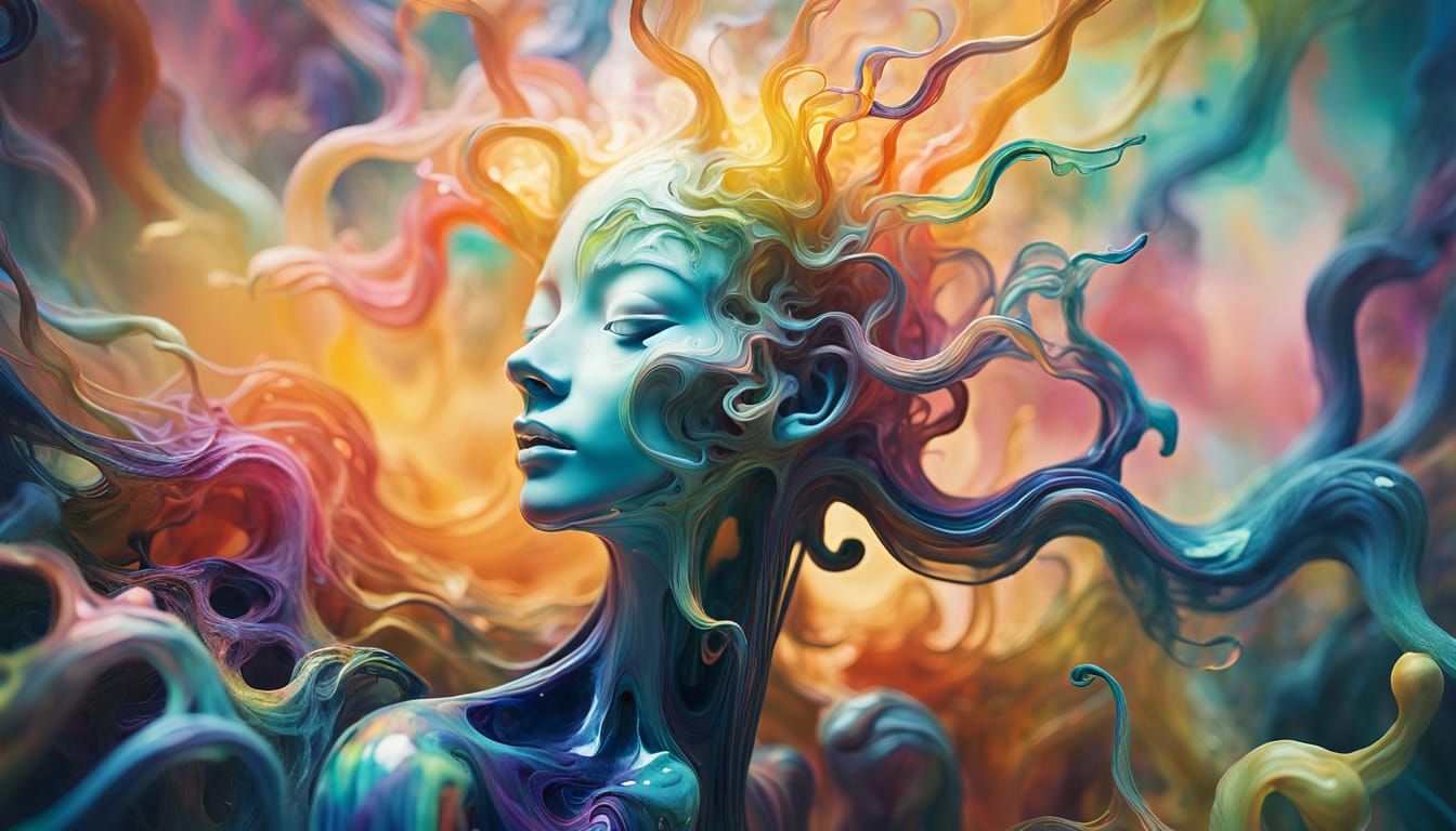 Surreal Amorphous Figure Transformation in Fauvist Colors