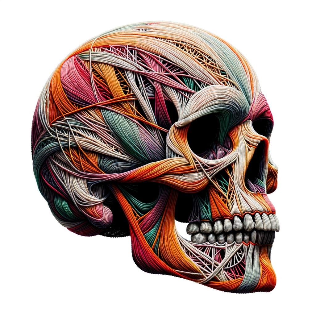 anatomical skull knit with yarn