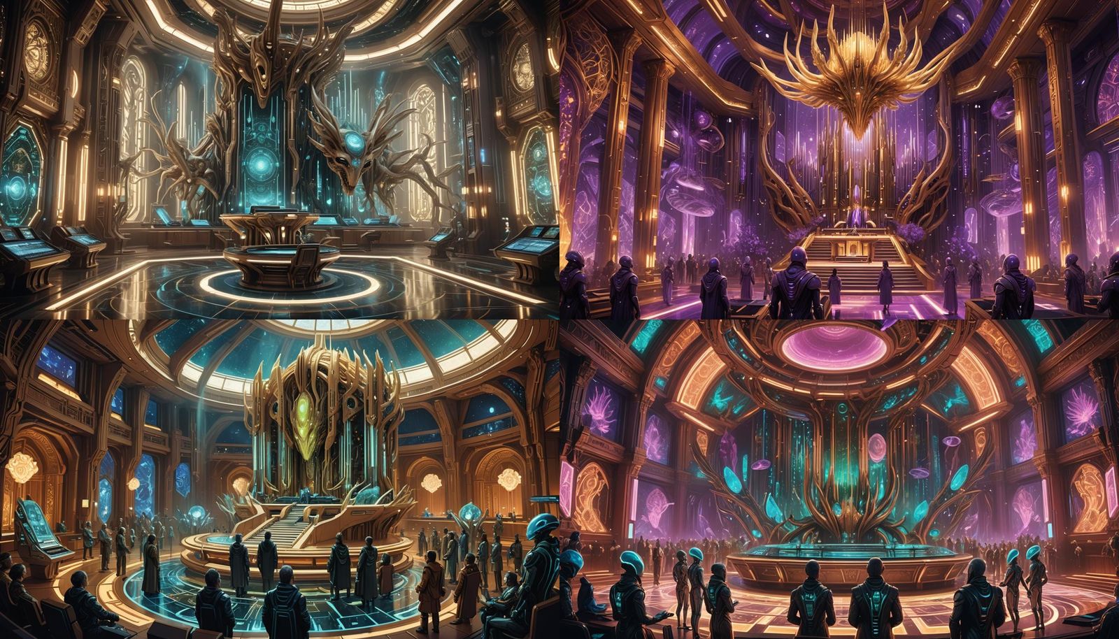 Futuristic Alien Council Chamber with Lumina Organ