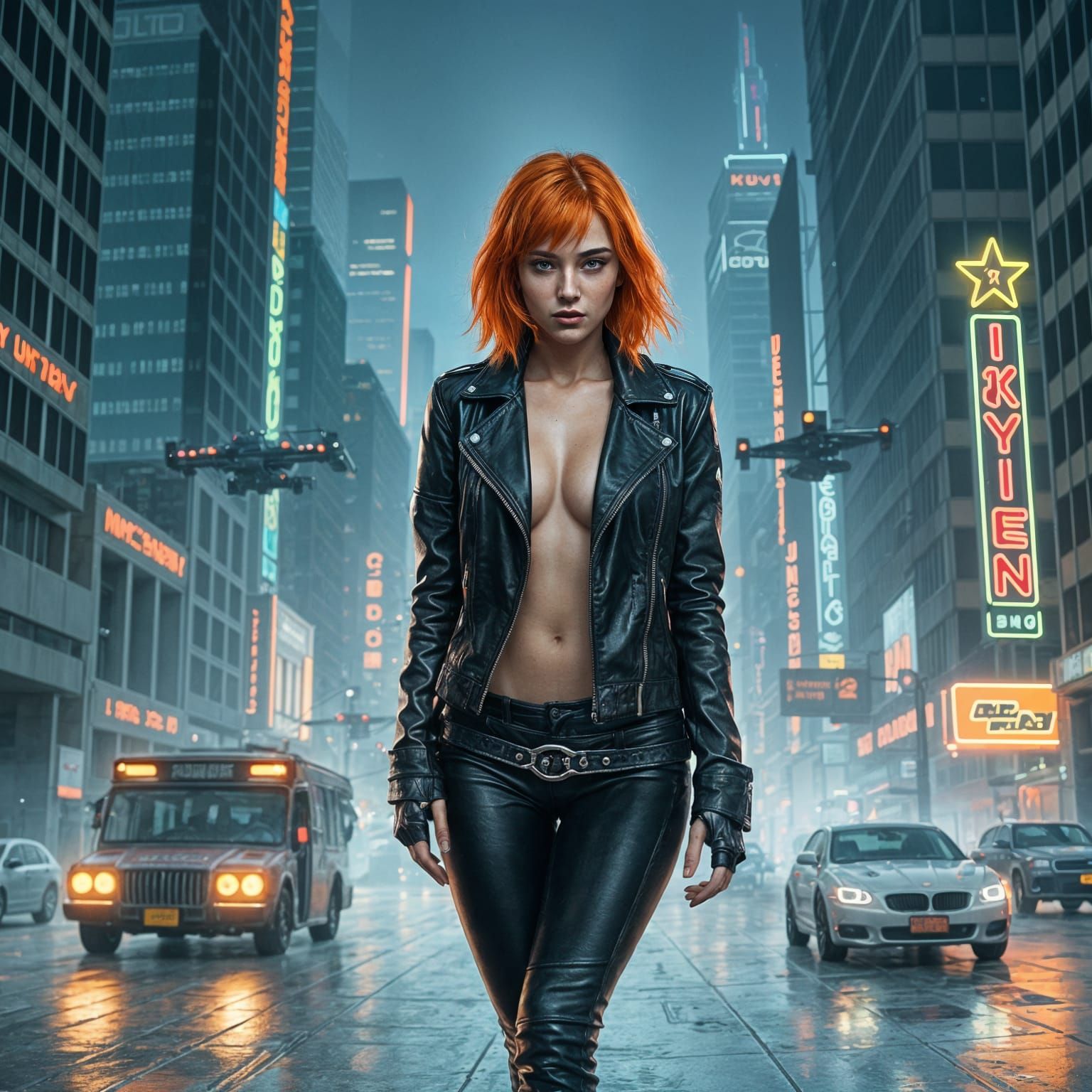 Cyberpunk Woman in Neo-Tokyo