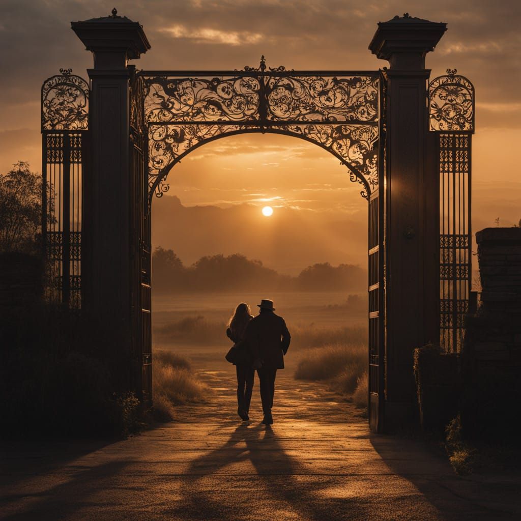 Epic Praetorian Gates Stand Majestically Against Sunset