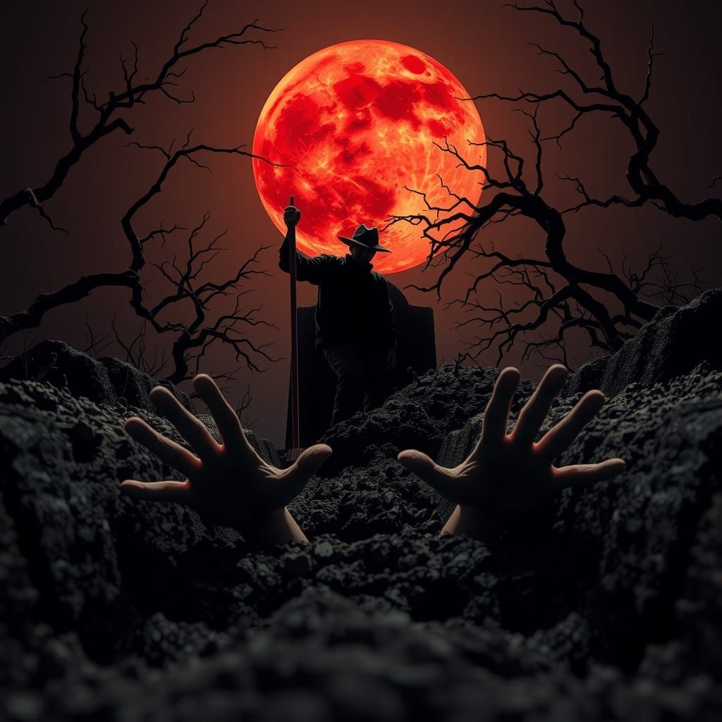 Gravedigger's Moonlit Burial: Anime 3D Art