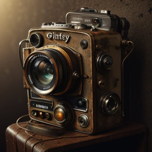 Vintage Camera Equipment in Film Noir Style