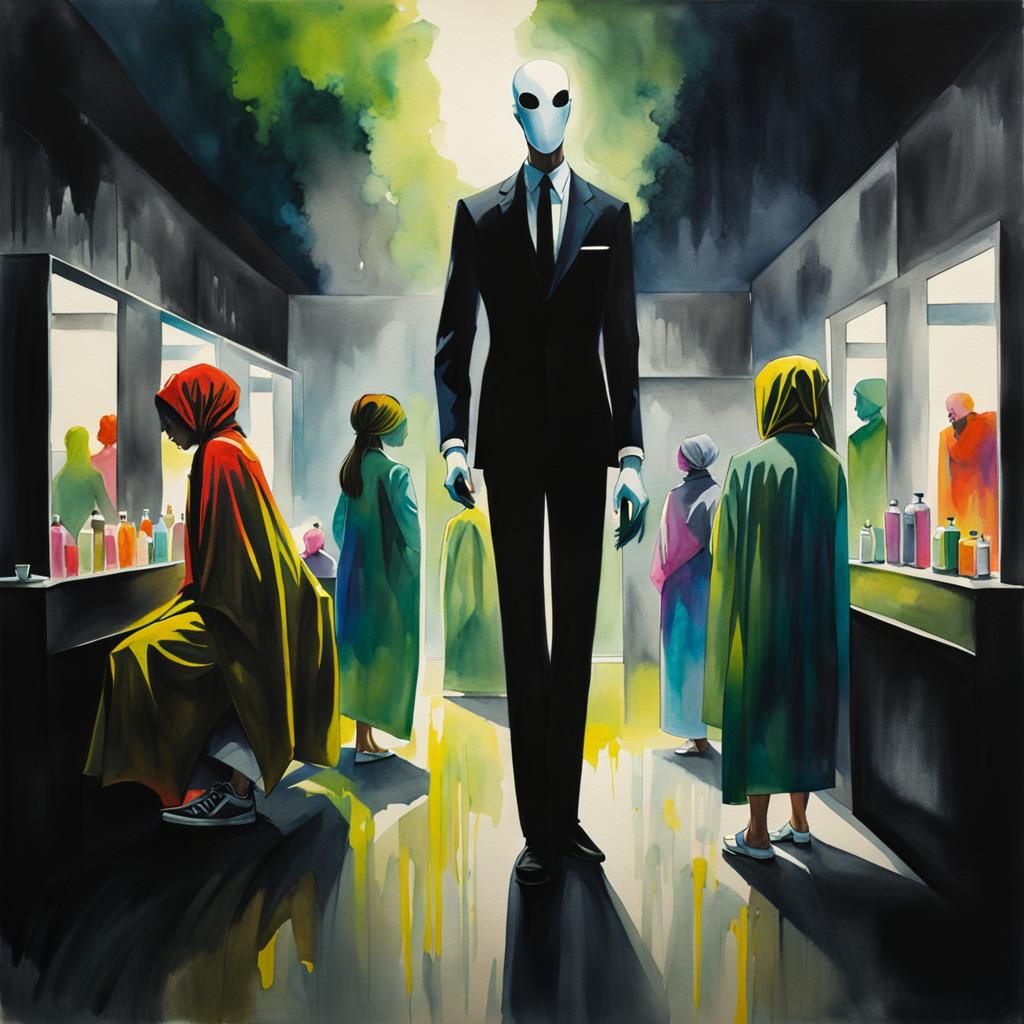 Whispers in the Spa: A Captivating Watercolor Portrait of Sl...