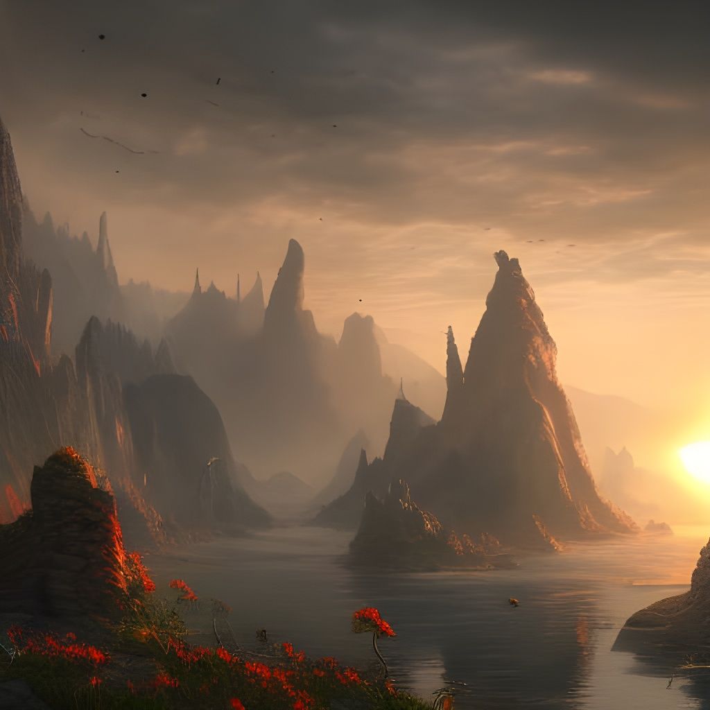 Detailed Matte Painting of the Rising Sun