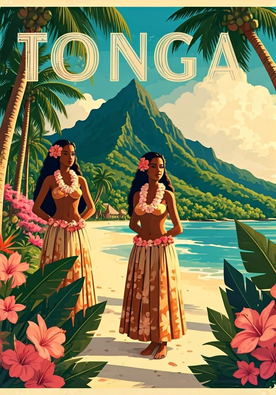 Tonga Paradise: Vintage Travel Poster Art