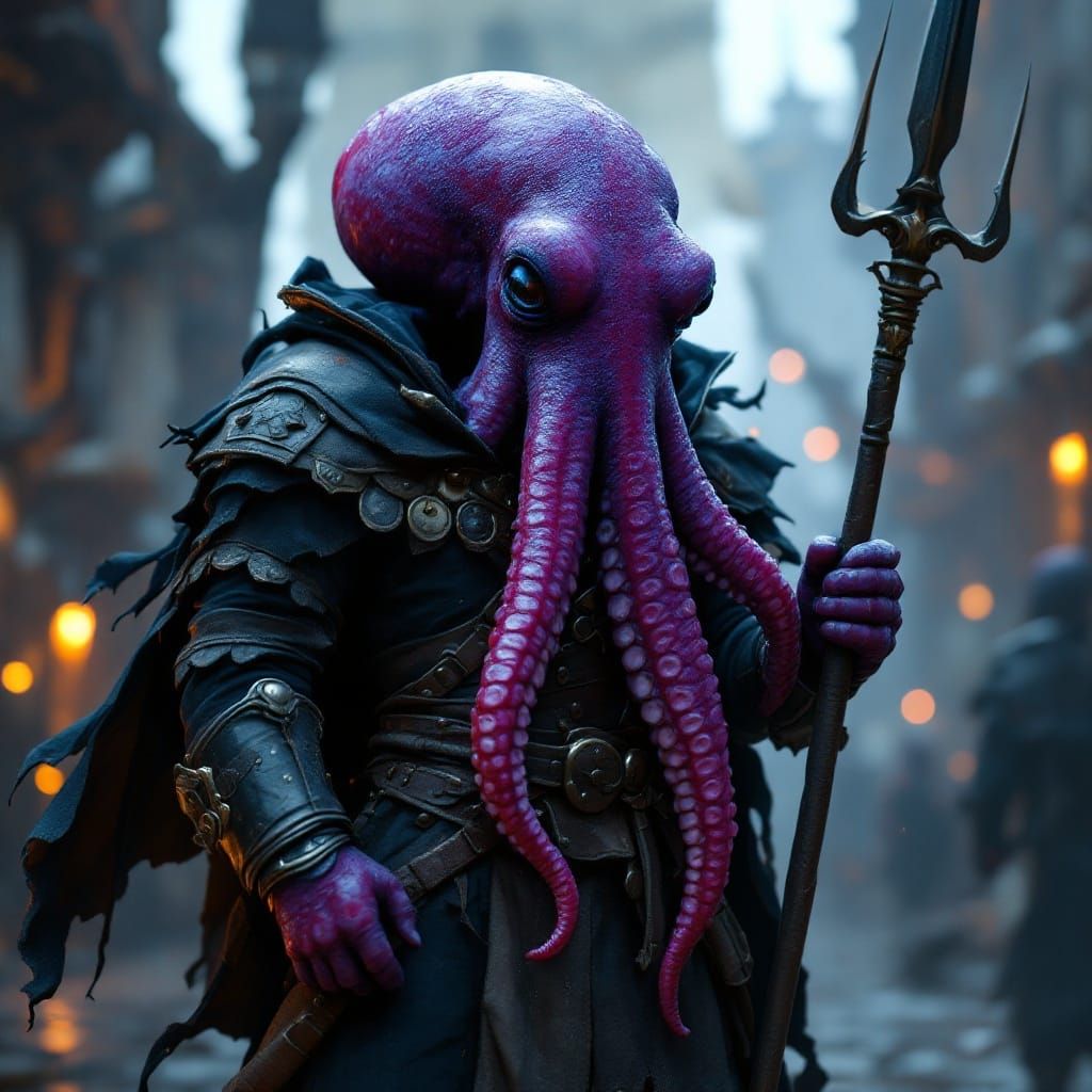 Armored Octopus Pirate in Cinematic 3D Style