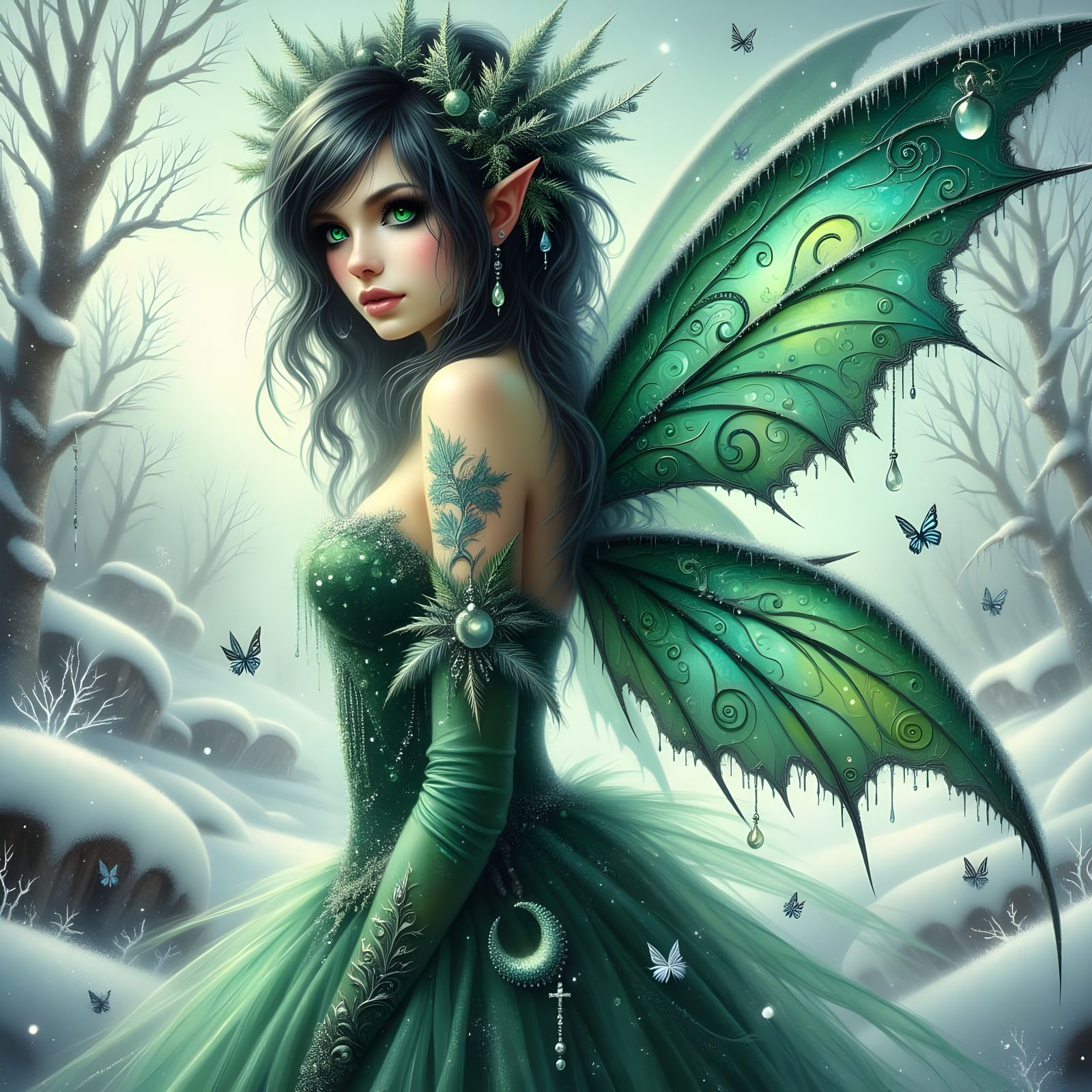 Winter Fairy Queen with Enchanted Wings