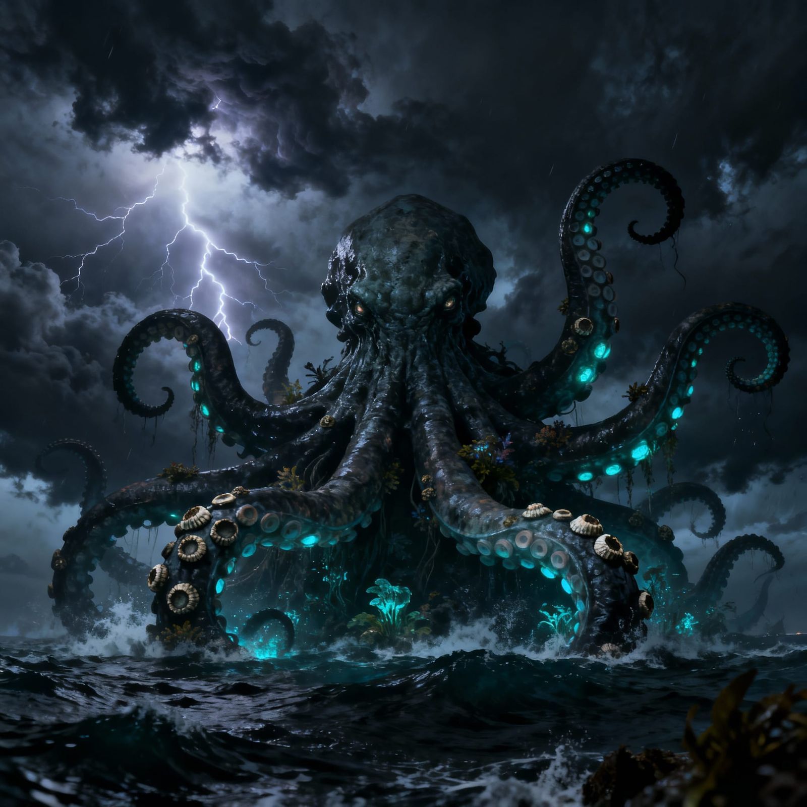 Colossal Kraken Rises From Stormy Sea