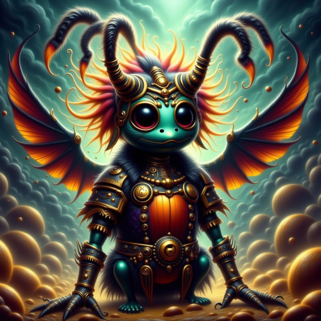 3D Anime Scarab Warrior in Egyptian Armor